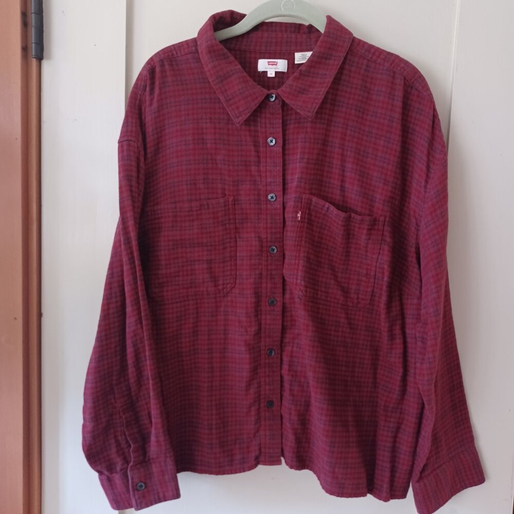 Levi's Thick Flannel Shirt, Red, Women's 3X